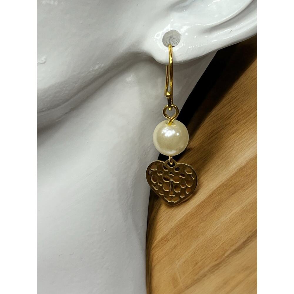 Coach Pearl and Heart Drop Earrings - Picture 6 of 7